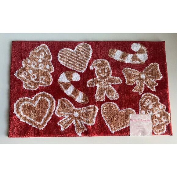 BETSEY JOHNSON Gingerbread Christmas NOVELTY BATH MAT Non Slip 20” X 30” NEW - Picture 1 of 16